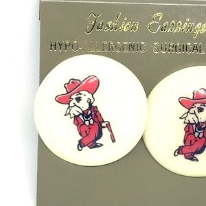 Vintage Jewelry - College Earrings Ole Miss Colonel Reb Mississippi Vintage Jewelry - College Earrings Ole Miss Colonel Reb Mississippi